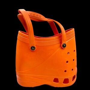 Lubber Rubber Croc Inspired Waterproof Beach Bag Tote Purse Orange